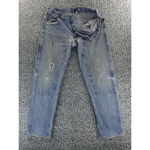 VTG PRSN Blu Jeans Mens 38x34 Blue Dark Wash Double Knee Workwear USA Trashed